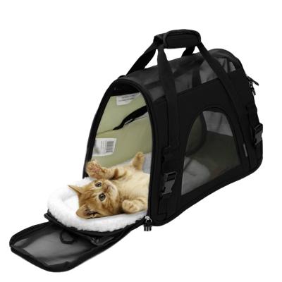 China Sustainable Comfortable Travel Airline Approved Pet Carrier With Removable Cotton Bed for sale