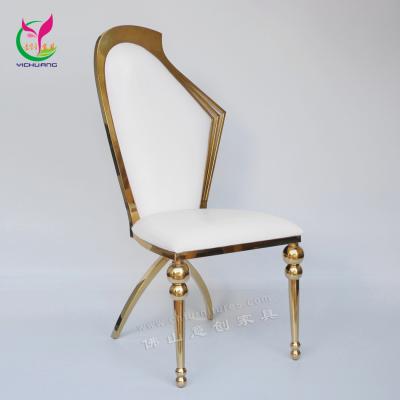 China Modern Restaurant Hotel Furniture Wedding Hall Center Luxury Metal High Back Banquet Chairs Gold for sale