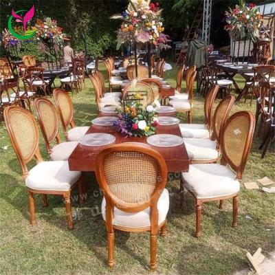 China Wholesale Rustic Wooden Luxury Farmhouse Furniture Outdoor Rattan Dining Classic Louis XVI Chairs for sale