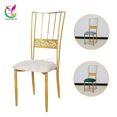 China Golden Modern Tent Outdoor Wedding Metal Party Event Chairs With Removable Cushion for sale