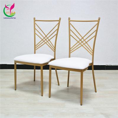 China Modern Events Furniture Outdoor Hotel Stacking Luxury Metal Gold Wedding Chair for sale