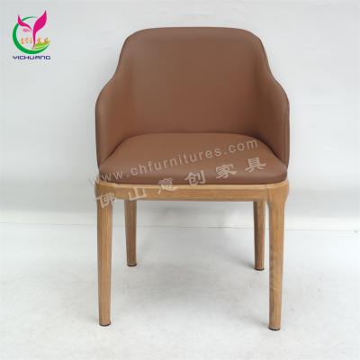 China Foshan Modern Hotel Supplier Brown Leather Dining Chairs Restaurant Cafe Furniture Modern Chair for sale