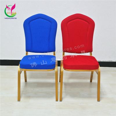 China Modern Hall Dining Blue Red Metal Hotel Banquet Furniture Chair Royal Hotel Chair for sale