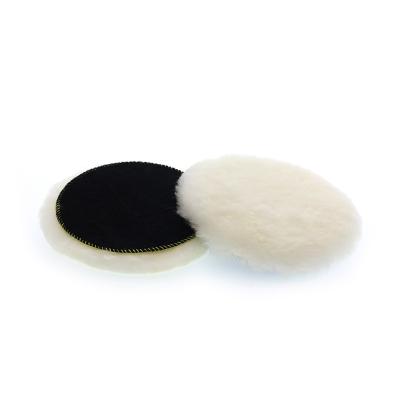 China DURABLE Car polish quality 6inch 150mm wool pad  genuine sheep skin lamb wool polishing pad for sale