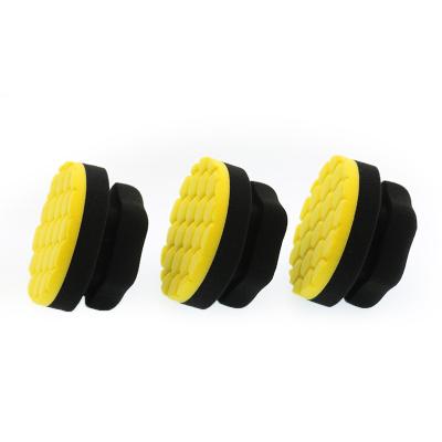 China DURABLE Wholesale Discounted car care product Yellow hexagon pattern car sponge waxing cleaning foam pad applicator for sale