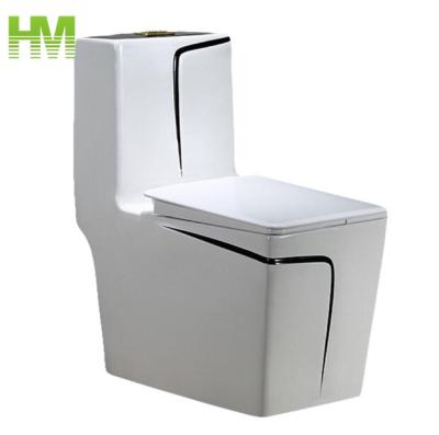 China Factory Supply Strong Flush One Piece Bathroom Double-Flow Ceramic Toilet Bowl Colorful For OMAN for sale