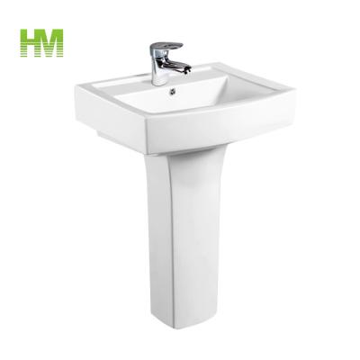 China Chaozhou Sustainable Bathroom Sanitary Ware Rectangular Ceramic Pedestal Wash Basin for sale