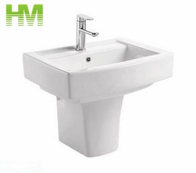 China Chaozhou Sustainable Sanitary Ware Bathroom Ceramic Wash Sink With Half Pedestal for sale