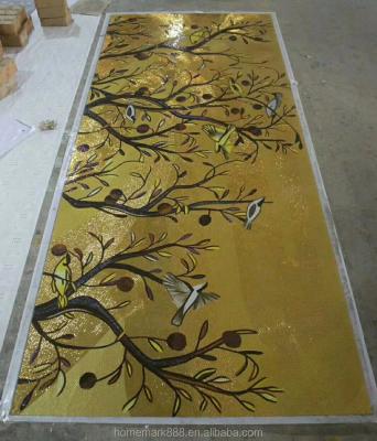 China Floor 4mmThickness Wall And Interior Wall Gold Glass Mosaic For Hotel for sale