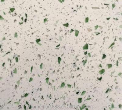 China Strong Sparkle High Quality Artificial Quartz Green Color Stone Countertops for sale