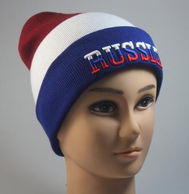 China 2021Hot New Color JOINT Russian Beanie Russia Embroidery Knitted Hat Hot Hats for sale