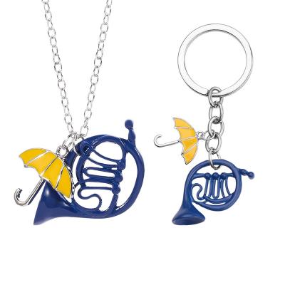 China ALLOY Christmas Gifts TV Show How I Met Your Mother Blue Horn Umbrella Charm Keychains Drop Shipping for sale