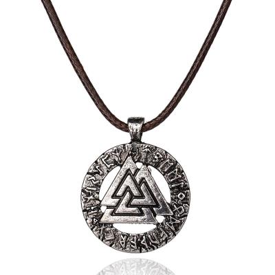 China Norse Norse Norse Viking Warrior Slavic Norway Valknut Pagan Amulet Pendant Necklace Scandinavian Viking Odins Neo-Gothic Symbol for sale