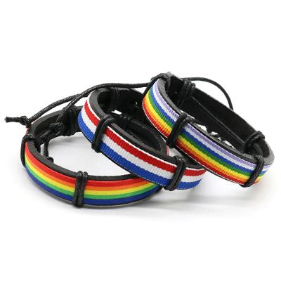 China CLASSIC Rainbow Lesbian Gay Bisexuals Change Sex Bracelets For Pride Woven Braided Men Women Girls Couple Friendship Jewelry for sale