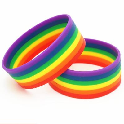 China Hiphop Gay Silicone New LGBT Pride Handmade Multi Layer Men's Rainbow Leather Bracelet for sale