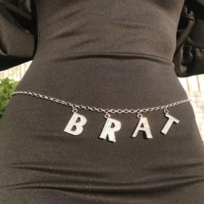 China BOHEMIA stocks personality body waist chain decoration waist chain simple silver diamond sexy English letter large pendant chain for sale