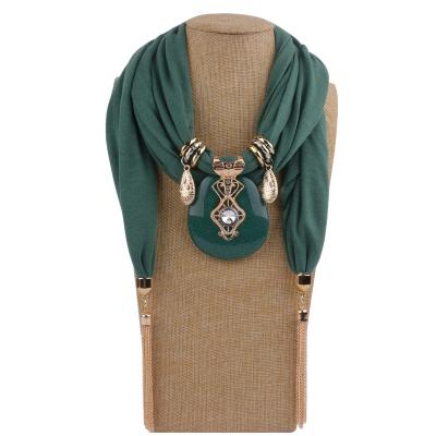 China New Polyester Scarf Pendant Necklace For Women Gift Tassel Black Long/White/Khaki Cotton Jewelry Necklaces for sale