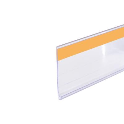 China Good quality with neat finish and strong clear adhesive tape PVC customized extrusion price tag ticket holder datastrip DBR39 for supermarket for sale