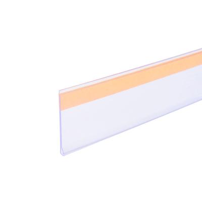 China Good quality with neat finish and strong clear adhesive tape PVC customized extrusion price tag ticket holder datastrip DBR30 for supermarket for sale