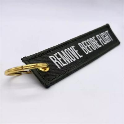 China China wholesale cheap custom custom made custom fabric patch keychains labels embroidery woven keychains for sale