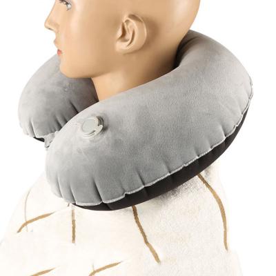 China Double-Sided Material Folded Comfortable Breathable Fast Inflatable Neck Pillow High-speed Rail Rest Sleeping Flat Pillow for sale