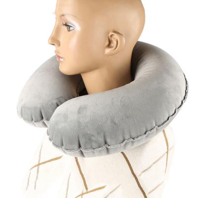 China Lightweight And Comfortable Folded Portable Inflatable Suede TPU U-shaped Pillow - Inflatable Air Neck Pillow - for sale