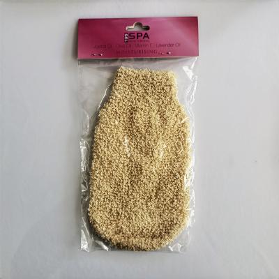 China EXFOLIATING ECO-Friend Cotton Material Hemp Exfoliating Bath Glove For To Remove Dead Skin for sale