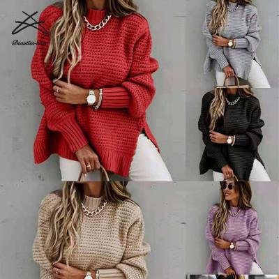 China Ladies Autumn Winter Breathable Women Round Collar Women's Warm Pure Color Long Sleeve Sweater Sweater for sale