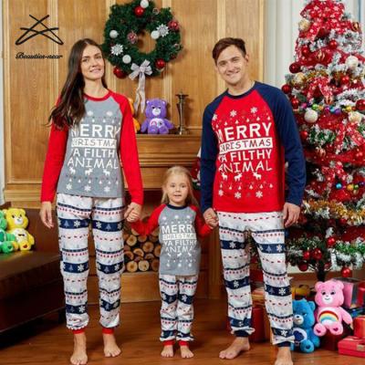 China Breathable Family Matching Outfits Christmas Tree Snowflake Printed Christmas Pajamas Sets Parent-child Sleep Wear for sale