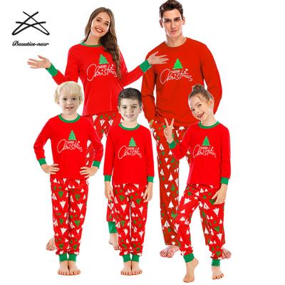 China 2021 Breathable Christmas Tree Parents Children Pajamas Set Children Cotton Pajamas Family Christmas Matching Pajamas for sale