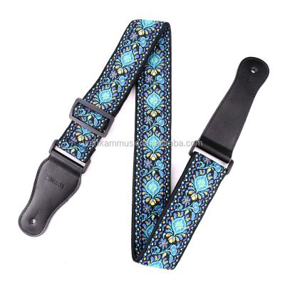 China Factory direct wholesale blue jacquard woven guitar straps for sale