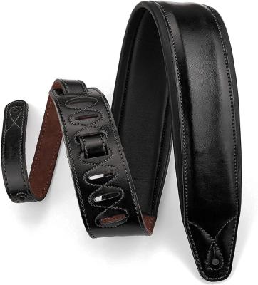 China Comfortable Custom Padded Guitar Strap Bass Guitar Strap Suede Leather Guitar Strap for sale