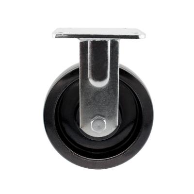 China 100mm Black Glass Nylon Trolley Wheels Waterproof Fixed Type Heavy Duty Industrial Caster Wheels for sale