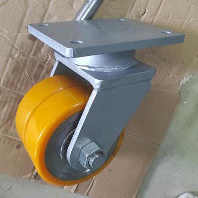 Κίνα 10 Inch Super Heavy Duty Casters Polyurethane Steel Iron PU Twin Wheels Swivel Casters προς πώληση