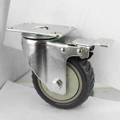 Cina 5 Inch 125mm Grey Tread Wheels Total Brake PVC Medium Duty Castors With Dust Covers For Trolleys in vendita