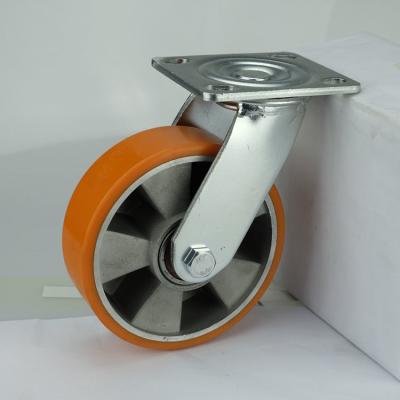 China 6 Inch Heavy Duty Aluminium Core Polyurethane Caster Wheels 400KG Load Capacity Swivel Trolley Wheels Wholesales for sale