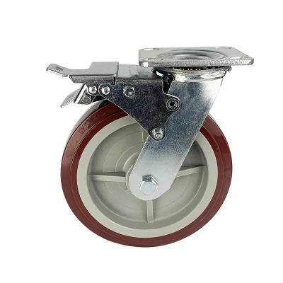 China Polyurethane Heavy Duty Casters With Zinc Painted Bracket Surface For Carts for sale