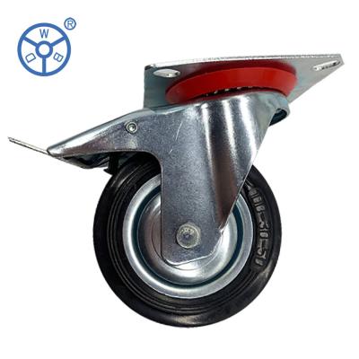 China Heavy Duty 4-Inch Steel Rubber Wheel Casters With Steel Covers For Smooth Mobility for sale