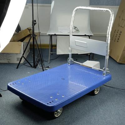 China 300-500 kg laadvermogen staal trolley met opvouwbaar platform en TPR / PU casters Te koop