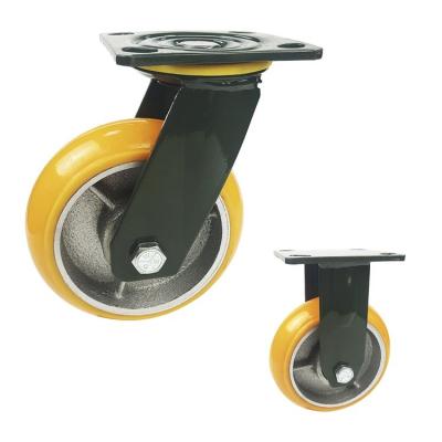 China PU 8 Inch Swivel Caster Wheels , 400kg Capacity Orange Caster Wheels for sale