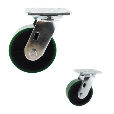 China 5x2 Inch Dark Green Polyurethane 400kg Swivel Trolley Wheels for sale