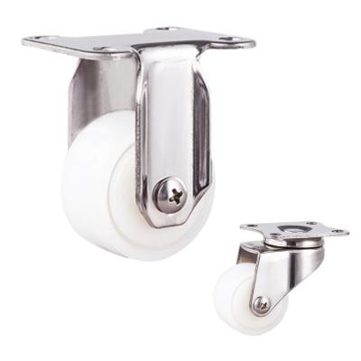 China 40mm 30kg Capacity Stainless Steel Fixed Plate  Nylon Trolley Wheel Caster for sale