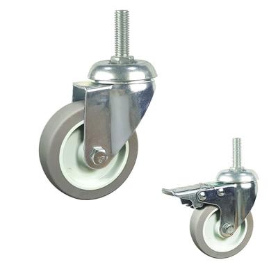 China 3inch Grey Wheel Threaded Stem Swivel Head TPR Light Duty Casters for sale