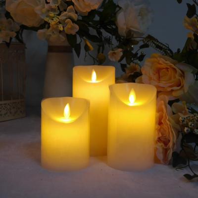 China Wholesale Moving Pillar Candle Wax Flame Moving Led Candle Flame Candle for sale