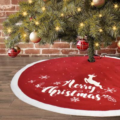 China Acrylic Fibers Decorated Indoor Floor Mat And Outdoor New Year Decorations Knitted Skirt Christmas Tree Embroidered Dress for sale