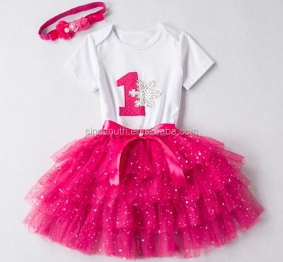 China Breathable Baby Kids Girls A Birthday Boutique Clothing Romper Tutu Set for sale