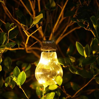 China Garden hanging solar led bulb with warm white copper wire LED, using high efficiency polycrystalline solar panel for sale