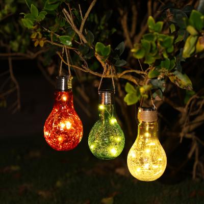 China Garden Hanging Sphere Led Solar Bulb Lights With Panel, Waterproof Led Solar Crack Light Bulb For Outdoor,Solar Led Bulb Watt for sale