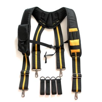 China X-Back Tool Belt Suspenders with Mobile Phone Holder Clamp Pencil Holder for sale