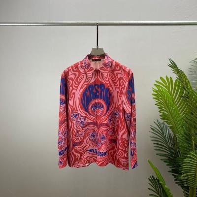 China 2022 Summer New 3D Printing Long Sleeve Open Liner Silk Chinese Style T-shirt Breathable Digital Lapel Shirt Satin Shirt Anti-pilling for sale